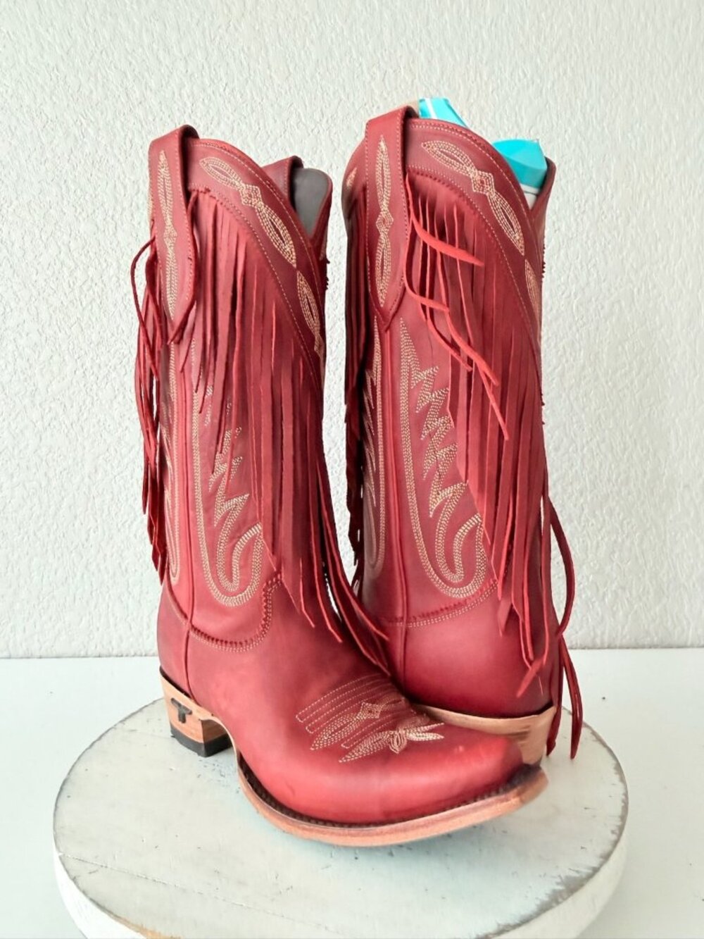 Lane SENITA FALLS Red Cowboy Boots Western Fringe Tall Snip Toe Womens Size 7.5